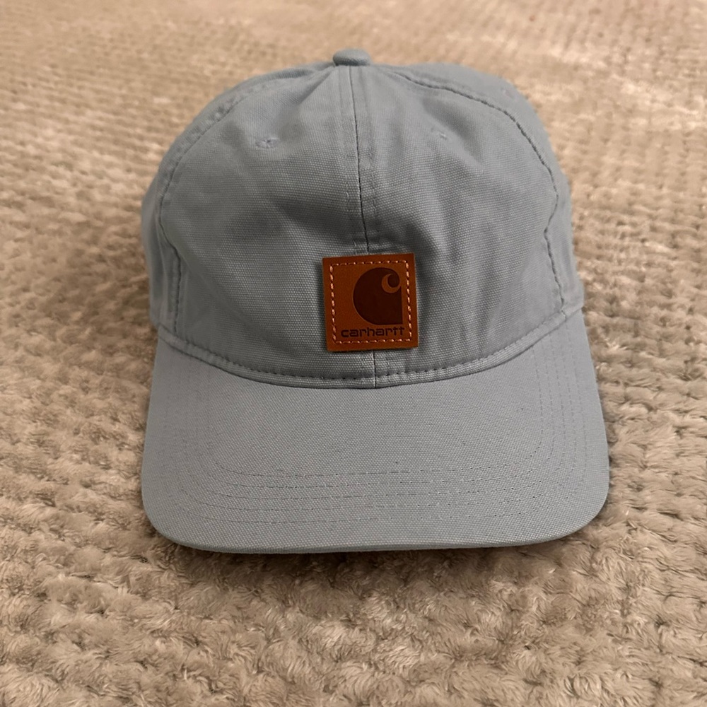Carhartt Logo Hat Light Blue Cap with Adjustable Velcro back Outdoor Apparel